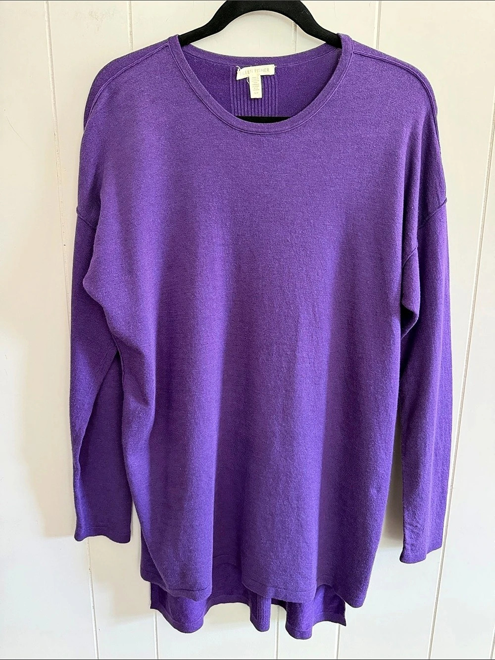 Eileen Fisher Violet Tencel Long Sleeve Tunic Small Minimalist Lagenlook Staple